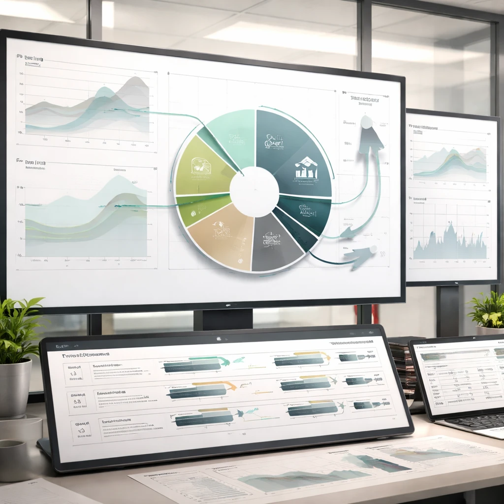 Visual concept of an automated rebalancing dashboard aligning a diversified portfolio back to its target mix.