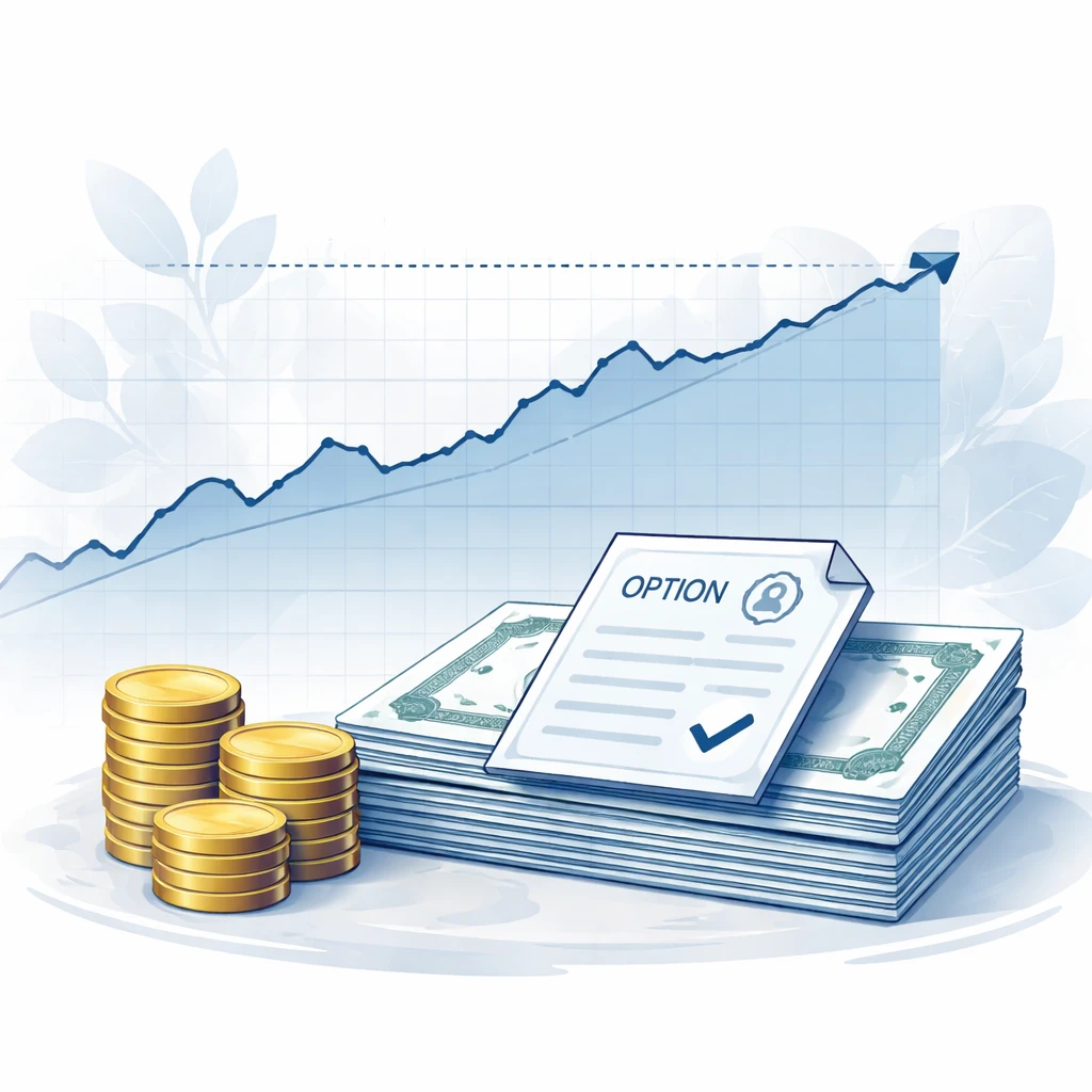 Stylized depiction of a covered call: long shares with a short call capping upside and option premium received