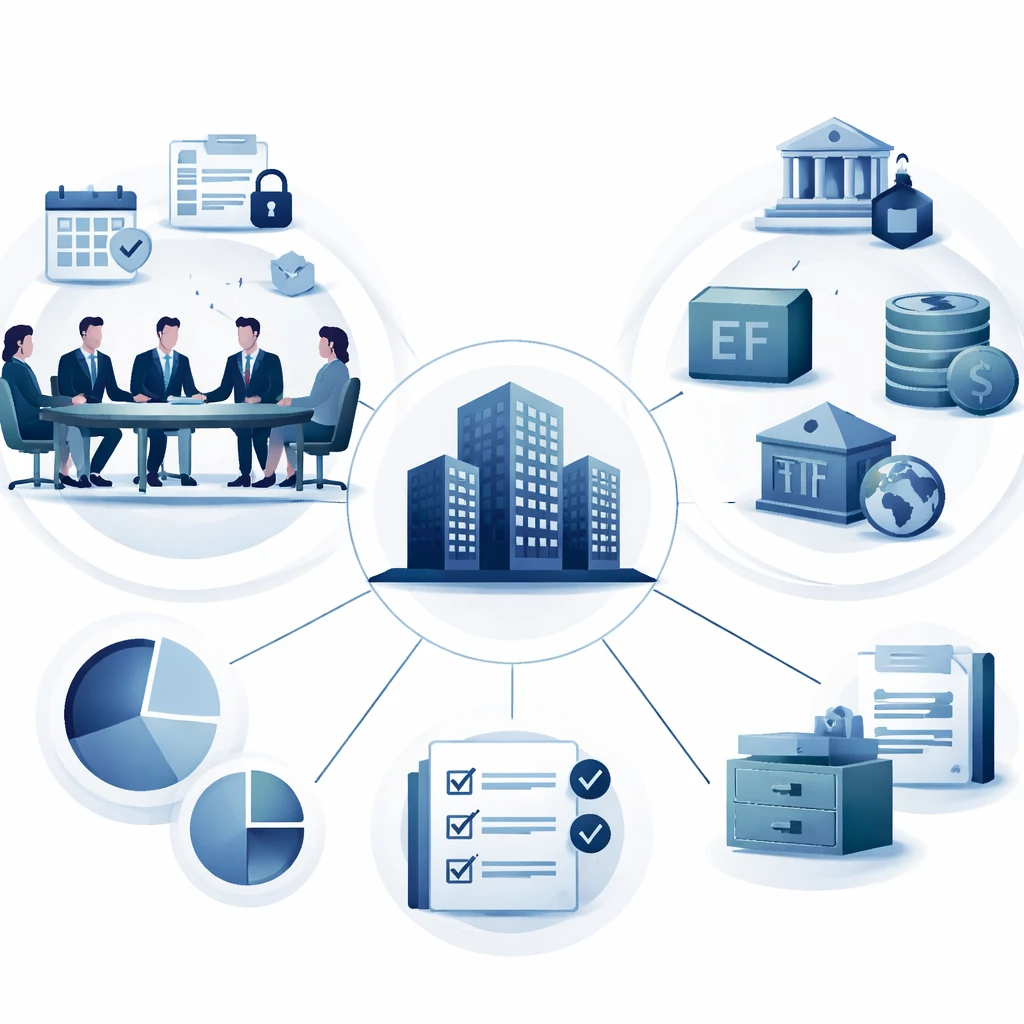 Conceptual graphic showing the relationship between insiders and institutional investors in a public company’s ownership structure.