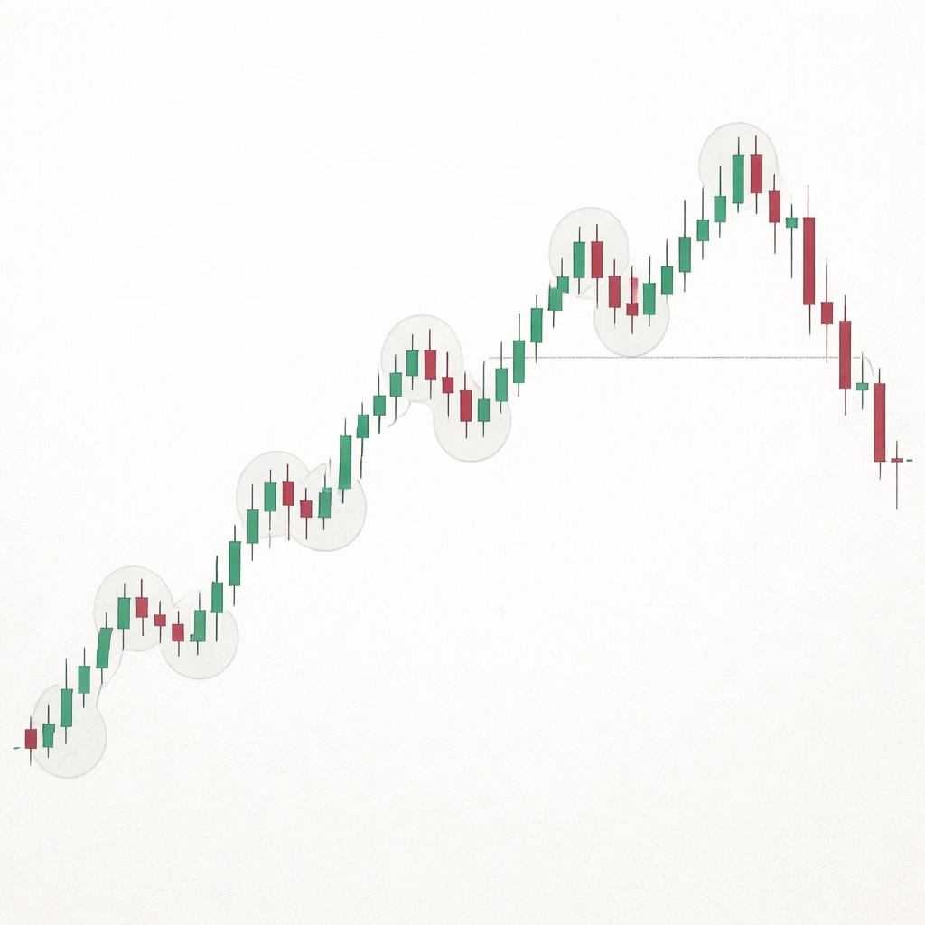 Candlestick chart depicting an uptrend transitioning into a downward move that breaks a prior higher low, illustrating a market structure shift.