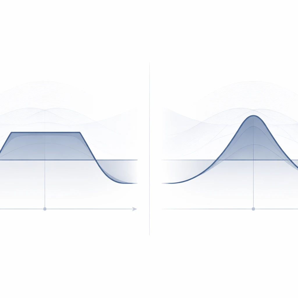 Illustration of neutral options payoff profiles, comparing an iron condor and a calendar spread with centered, range-focused shapes.