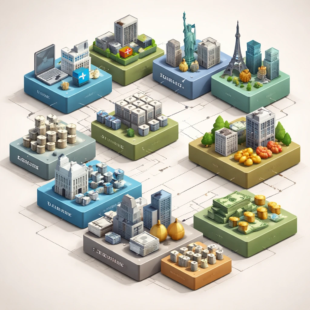 Illustration of a diversified portfolio with multiple asset classes connected by varying correlations.