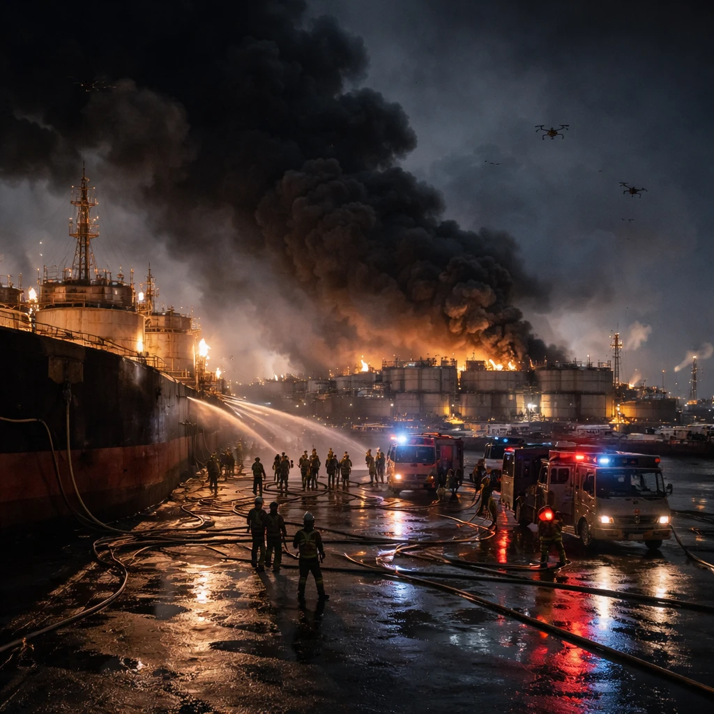 Ukrainian Drone Strikes Set Fires on Tanker and Oil Depot in Southern Russia, Officials Say