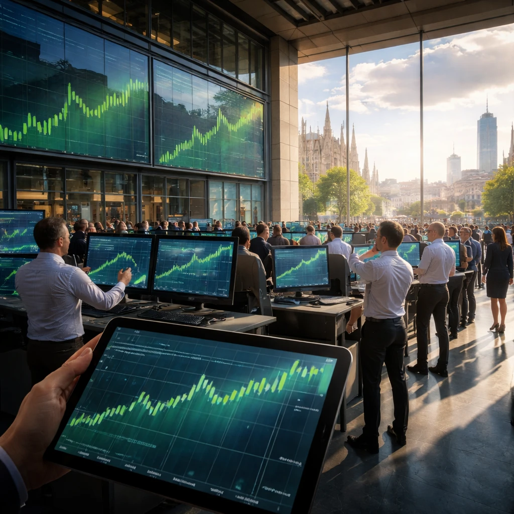 Milan Stocks Climb as Italy 40 Sets New Record; Tech and Financials Lead