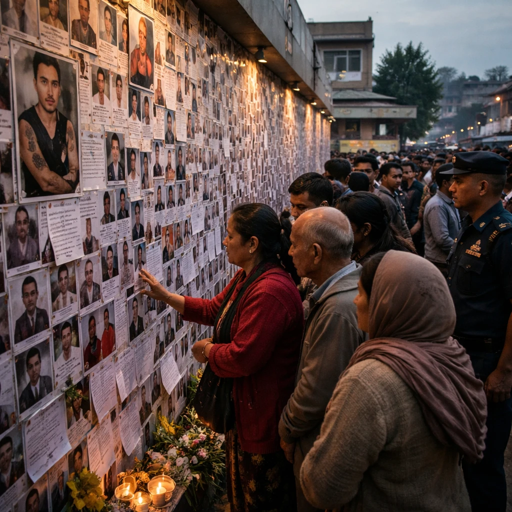 Families scour Kathmandu hospital 'wall of the missing' seeking word of relatives after deadly flood