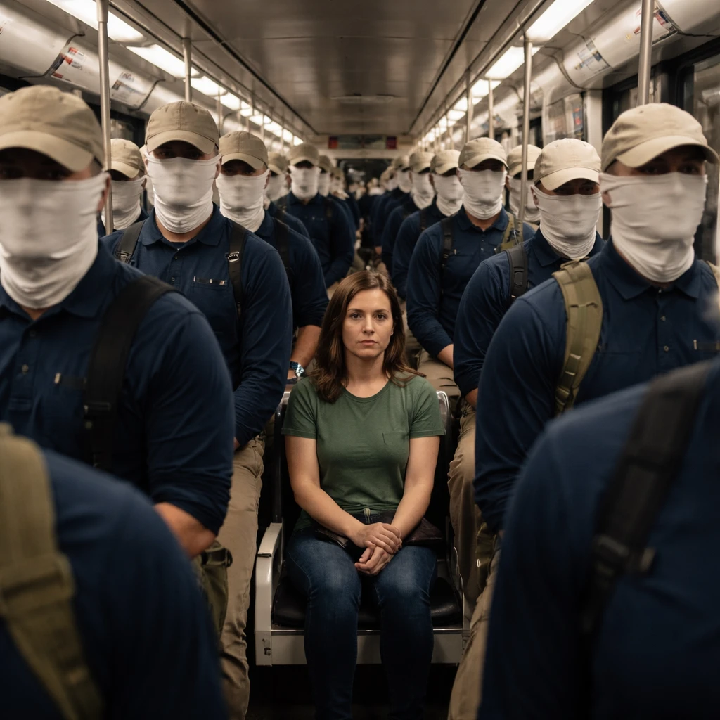Masked Marchers and a Single Commuter: Photographers Capture an Unsettling Metro Scene in Washington
