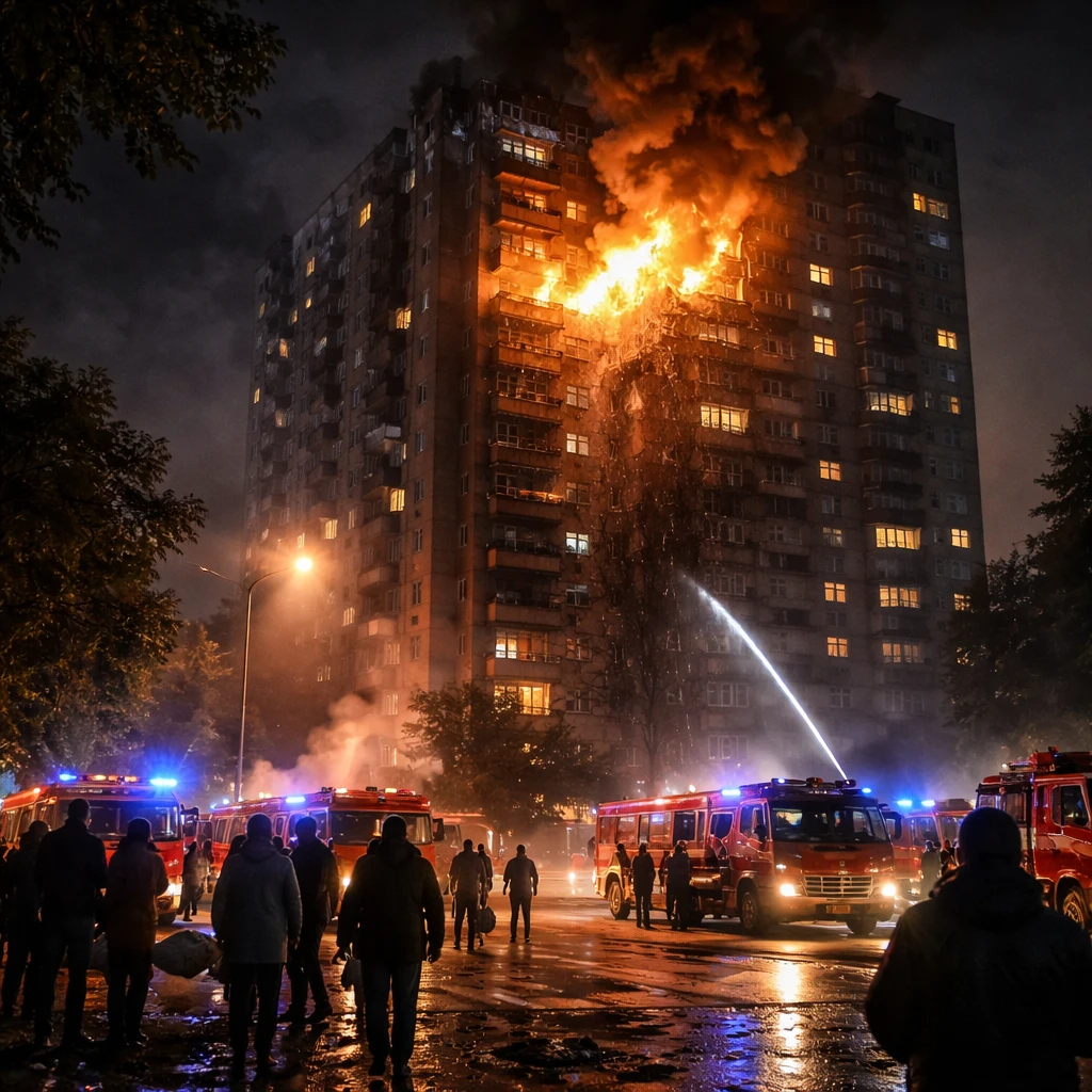 Strike on Kyiv High-Rise Kills One, Sparks Fire and Evacuations