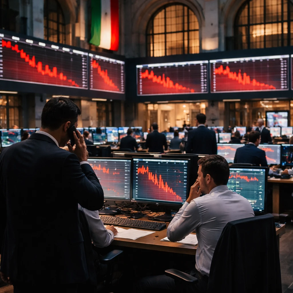 Milan Stocks Close Lower as Financials, Industrials and Telecoms Weigh on Italy 40