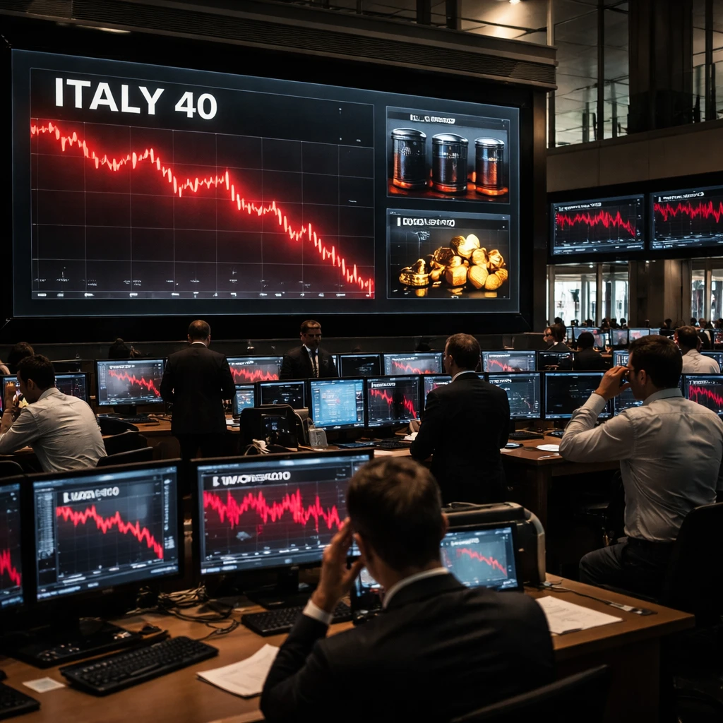 Milan Stocks Slide as Italy 40 Drops 2.79%; Tech and Financial Names Lead Declines
