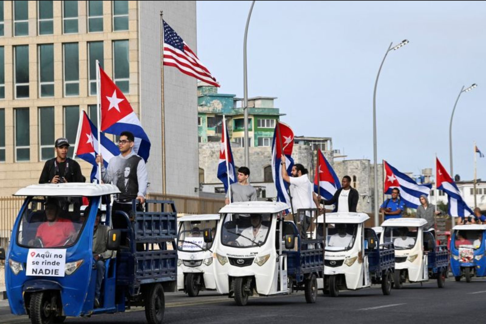 Cuban Protesters Take to Bikes and Electric Tricycles in Demonstration Against U.S. Sanctions