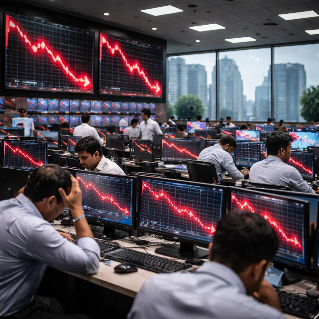 Indian Stock Markets Close Lower Amid Sectoral Declines and Volatility Surge