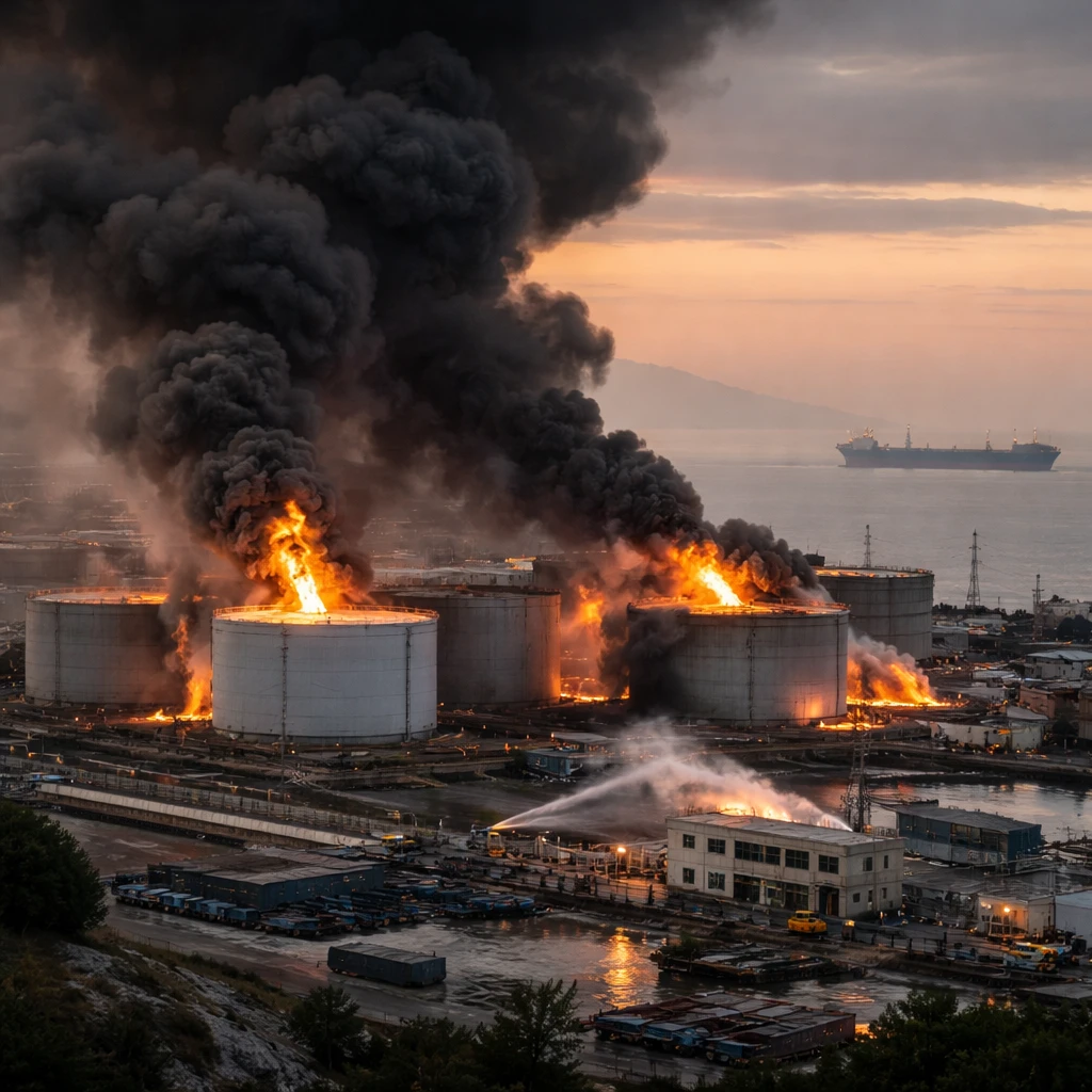 Fire Breaks Out at Novorossiysk Oil Terminal Following Intercepted Drone Attack