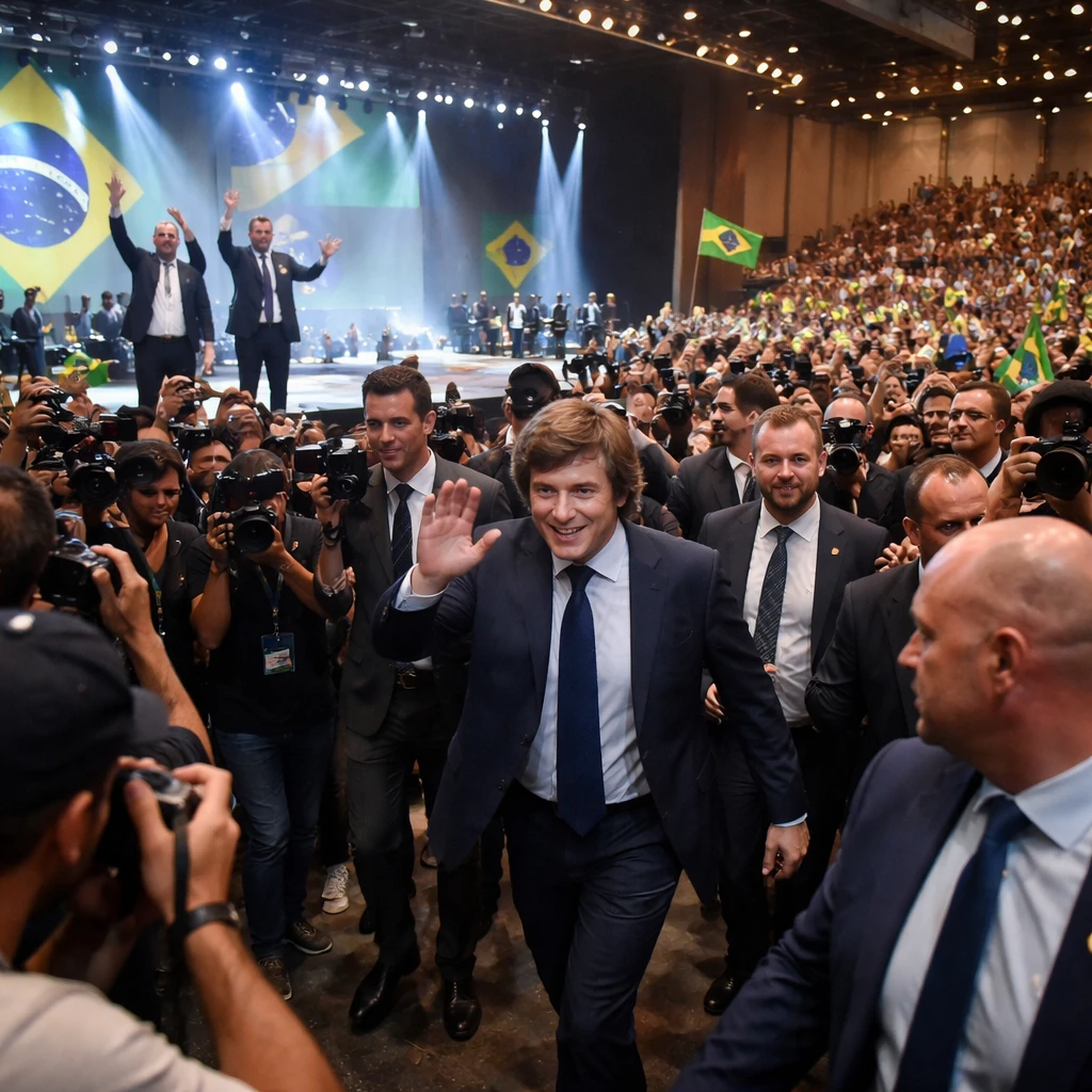 Argentina's Javier Milei Flies to Brazil to Rally Behind Flavio Bolsonaro's Presidential Campaign