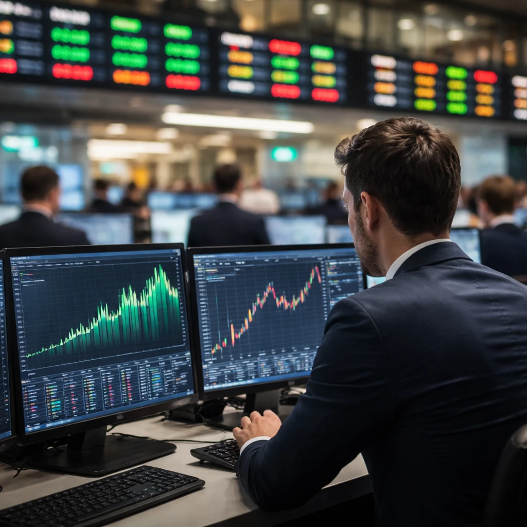 Broad market swings push chip makers higher while Oracle retreats sharply