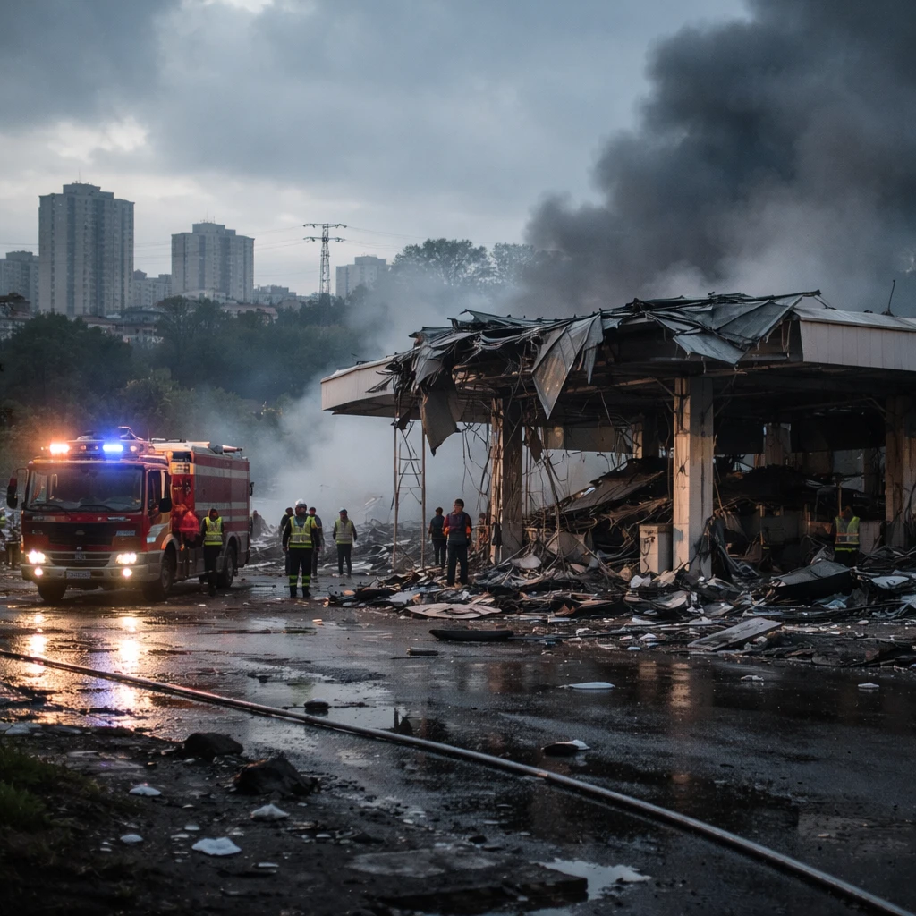 Drone Strike Hits Kyiv Petrol Station; Warehouse Facilities Also Targeted, Mayor Says